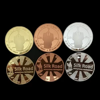 6 buc silk road piata hacker bitcoin argint, aur, aramă Robot înapoi de suveniruri monede set