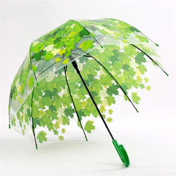 60pcs/lot Transparent Îngroșa PVC Ciuperci Frunze Verzi Ploaie Clar Frunze Umbrelă