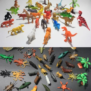 72pcs Amestecat mulțime de Mini Animalele Lumii Model de Jucărie Mare de Teren Cretures Insecte Dinozauri Educația Copiilor Colecție Set transport Gratuit