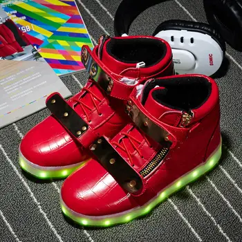 7ipupas mare sus pantofi Roșii de lumină led copii adidasi baieti hardware Metal Cârlig&Bucla pantofi copii 11 culori stralucitoare pantofi pentru fete