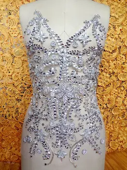 A100 Pure realizate manual din argint, cristale patch-uri coase pe Pietre aplicatiile 42*32cm DIY rochie accesoriu