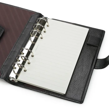A6 piele de Vacă notebook 45 foi de 100gsm hârtie căptușite pagini de papetărie cadou de afaceri durabil real, note de piele cu 25mm inel mare