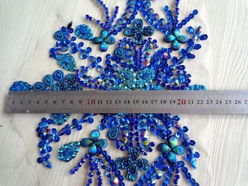 A89 35*22cm realizate manual albastru coase pe Pietre aplicatiile de cristale de patch-uri pentru rochie sus fusta centura