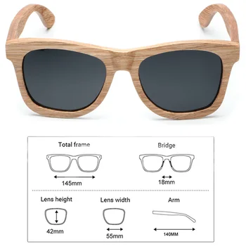Ablibi Bărbați de Bambus, Lemn de ochelari de Soare Vintage din Lemn Meșteșug Femei Gri Polarizat ochelari de soare pentru Femei Ochelari in Cutie de Lemn
