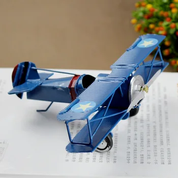 Acasă Deocr Retro Biplan Model Home Decor Din Metal Model De Avion, Fier De Avion Planor Biplan Pandantiv Avion Figurine