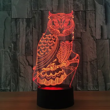 Acril 3D Bufnita lumina de Noapte Led Masă Lampă pentru Decorarea Camerei de Noutate lumini de Noapte pentru Copil Cadou USB Alimentat Atingeți Comutatorul Lămpii