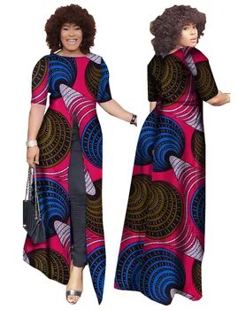 African Dashiki Africane Rochii Casual Drept Split de Imprimare African Print Haine de Bumbac Camasa Africaine Femme BRW WY852