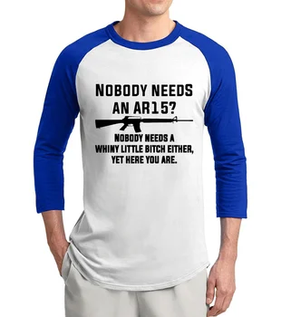 Ai Nevoie de Un AR de 15 hip hop amuzant barbati tricou 2017 vara maneca trei sferturi t shirt din bumbac vrac se potrivi raglan bărbați t-shirt