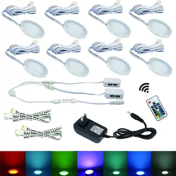 Aiboo 8 RGB Culoare Schimbare LED-uri Sub Cabinet Puck Lumini Wireless Reglaj pentru Acasă Bucatarie Mobilier Decor Iluminat