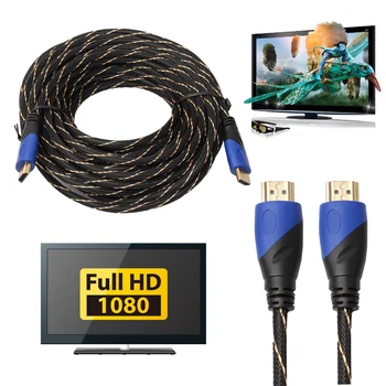 ALLOYSEED Nouă Împletitură Cablu HDMI Placat cu Aur, cu Conexiune V1.4 AV HD 1080P 3D pentru HDTV Xbox PS3 10m/15 Metri