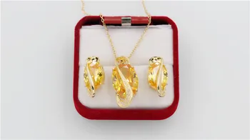 Almei Africane Margele de Nunta de Culoare de Aur Nunta de Piatră Galben Seturi de Bijuterii Cristal Colier Pandantiv Cercei Set pentru Femei Y190