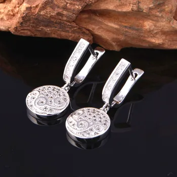 Almei de Argint Seturi de Bijuterii Moda Austria Cristal Brincos Colares Inele de Zirconiu, Accesorii pentru Nunta Femei Partid Cadou T143