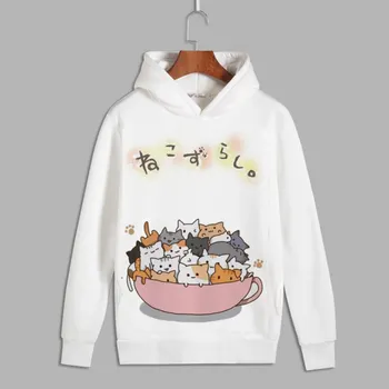 Anime Neko Atsume Cosplay pisica Drăguț Imprimare Pulover cu gluga hanorac Fleece Unisex Hanorace de Toamna