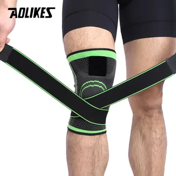 AOLIKES 1BUC 3D Țesut de Presurizare Bretele Genunchi Baschet, Drumeții, Ciclism Genunchiul de Sprijin Profesional de Protecție Sport Genunchi Pad