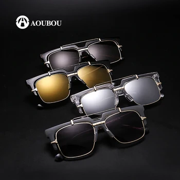 AOUBOU Brand Design Vintage Square Bărbați ochelari de Soare UV400 Negru Lentile de Ochelari de Soare Cu Cutie de Aliaj de Mare Cadru Gafas De Sol AB720