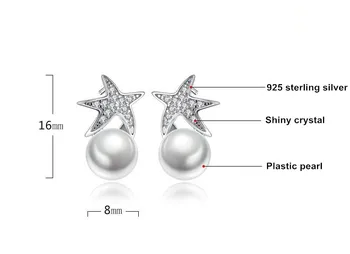 Argint 925 moda staryu imitație pearl doamnelor'stud cercei bijuterii femei sex feminin cadou picătură de transport maritim ieftin