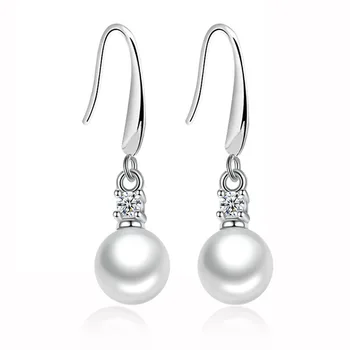 Argint 925 moda strălucitoare de cristal imitație pearl doamnelor ' drop cercei de transport femei bijuterii de sex feminin cadou en-gros