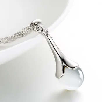 Argint 925 naturale opal doamnelor'pendant coliere scurte apă-val lanț bijuterii femei sex feminin cadou picătură de transport maritim