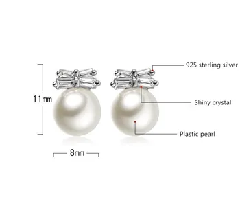 Argint 925 strălucitoare de cristal imitație pearl moda doamnelor'stud cercei bijuterii femei sex feminin cadou en-gros ieftine