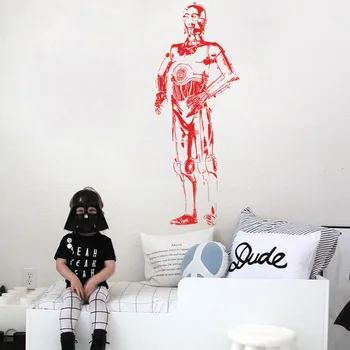 Art Design ieftin decor acasă Vinil Star film de Război C3PO schiță Autocolant Perete amovibil casa decor de film de Desene animate Robot decalcomanii