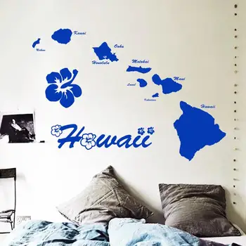 Art ieftine vinil acasă decorare Hawaii insulele autocolant perete amovibil decor casa numele citat harta decalcomanii în camera de zi dormitor
