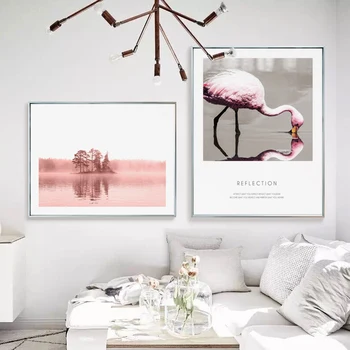 Arta Modernă Flamingo Postere Si Printuri De Arta De Perete Panza Pictura Poze De Perete Pentru Camera De Zi Nordic Decor Flamingo Imagine