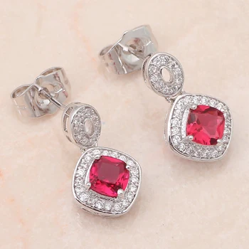 Articole de petrecere Moda bijuterii seturi de Granat Roșu de Cristal AAA Zirconia Cercei Colier Argint Moda Bijuterii JS426