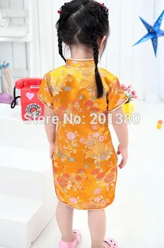 Aur de Anul Nou Copil Fata Rochie de Festivalul de Primăvară din China Copii Haine chi-pao qipao cheongsam cadou Fete Rochii