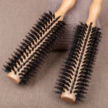 Autentic mistreț păr styling profesional pieptene cu role cilindrice pieptene pieptene parul suflare cilindrice pieptene de lemn
