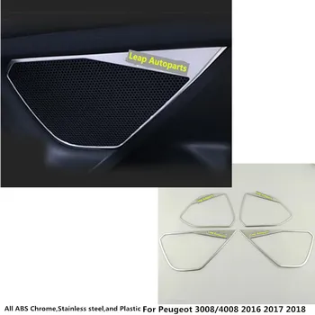 Auto styling stick oțel inoxidabil detector de Interior Usa Audio Vorbesc de Sunet lampă în formă de Inel garnitura Pentru Peugeot 3008/4008 2016 2017 2018