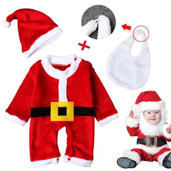 Babzapleume 3PCS/Crăciun copil nou-născut haine de băieți Moș Crăciun salopetă de desene animate drăguț salopeta+pălării de îmbrăcăminte pentru sugari, seturi BC1563