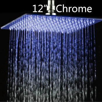 Baie cap de duș de Lux, Crom Alamă Piața LED Duș cu efect de Ploaie cu Capul Sus Peste Pulverizator Pentru Duș 8