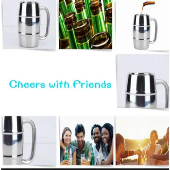 Bambus Model Comun Din Oțel Inoxidabil, Bere, Cafea, Ceai, Lapte, Vin, Cani Cu Strat Dublu Vid Izolație Termică De Sticlă Drinkware Accesoriile De Bar