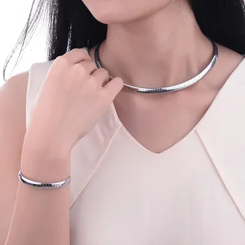 Baoyan Moda 316L din Oțel Inoxidabil Lanț de Șarpe de Culoare de Aur Cravată Colier si Bratara Seturi de Bijuterii Pentru Femei Bijuterii Set