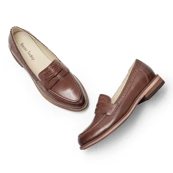 BeauToday Pantofi Femei Piele De Oaie Mocasin Din Piele Slip On A Subliniat Toe Flats Plus Dimensiune Pantofi Handmade 27013