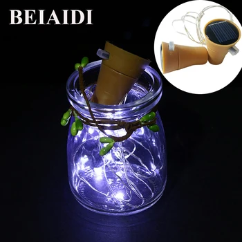 BEIAIDI 5PCS Sticla de Vin de Cupru Solar LED String Lumina 1M 10 LED-uri de Plută în Formă de Zână Lumina Ghirlanda Lampa de Crăciun Decor Nunta