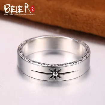 Beier argint 925 sterling simplu inel de soare pentru femei/bărbați de înaltă poloneză Moda Bijuterii BR-SR013