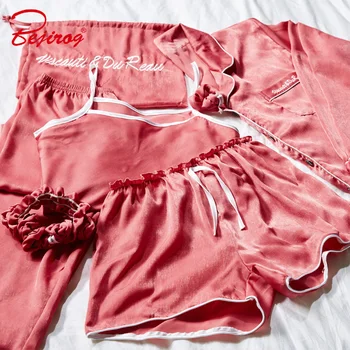 Bejirog Casual Îmbrăcăminte De Noapte De Somn Îmbrăcăminte Set Pijama Femei Plus Dimensiune Premium Femei Camasa De Noapte Cu Maneci Lungi Sleepwear Toamna Pijamale