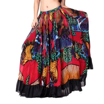 Belly Dance Tribal 2018 Performanță Tiganca Fusta Fluture Cerc Complet Flamenco Femei Fusta Gypsy Dance Belly Fuste Sifon