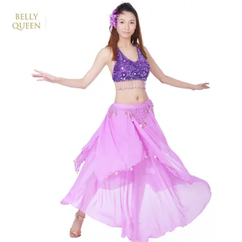 BELLYQUEEN 2 buc/Set 15 Culori de Performanță Etapă de Dans Oriental din Buric Haine Indiene Rochie de Bellydance Rochie de Practică Costume