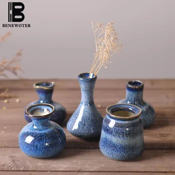 BENEWOTER Jingdezhen Creative Decor Acasă Cuptor Schimba Glazura Mini Ceramica Vaza de Flori Decor de Masă Hidroponice Raft Vaza