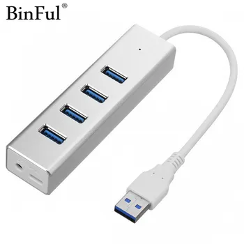 BinFul Mini din Aluminiu HUB USB 3.0 cu 4 Porturi de Alimentare OTG cu Micro USB Interfață de Alimentare pentru Laptop-Calculator Comprimat OTG USB HUB