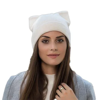 BINGYUANHAOXUAN mai Gros Pălărie de Iarnă pentru Femei de Înaltă Calitate Tricotaje de Lână Capac Pălărie Pisica Capac Elegant 2017 Noua Moda Capac Frumos