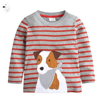 BINIDUCKLING baietel Tricou Baieti tricouri pentru Haine pentru Copii Bumbac Câine Aplici pentru Copii T-shirt Toddler Băiat de Îmbrăcăminte