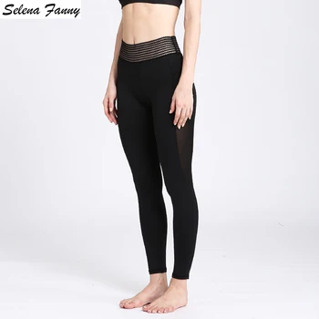 Black &White pentru Femei Fitness Yoga Pantaloni cu Talie Înaltă Respirabil Sport iute Uscat Plasă de Sport Jogging Funcționare Pilates Pantaloni S-XL