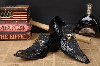 Black mens pantofi clasici cu țepi mocasini europene mens pantofi rochie din piele zapatillas hombre formale pantofi pentru bărbați