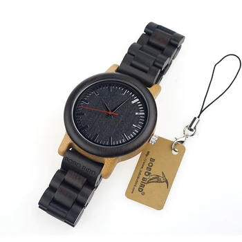 BOBO PASĂRE din Lemn de Abanos Ceasuri Cuarț Mens Top Brand de Lux Complet Lemn Trupa ceas in Cutie de Cadou relogio masculino logo-ul personalizat