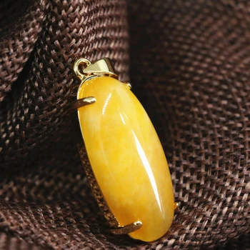 Boemia moda femei drop pandantiv galben calcedonie, jad-uri forma ovala se potrivesc diy lanț colier de aur-bijuterii de culoare 15*30mm B1851