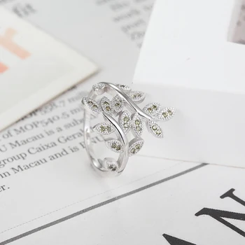 BORASI CZ Inel Argint 925 Geometrice de Forma de Frunze Cu Zircon Pentru Femei Inel de Nunta Petrecere Cadou Elegant Moda Bijuterii