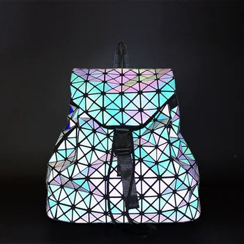 Brand luminos Geometrice Matlasat Rucsaci de Lux ghiozdane pentru fete Adolescente student Sac de sex Feminin Mochila